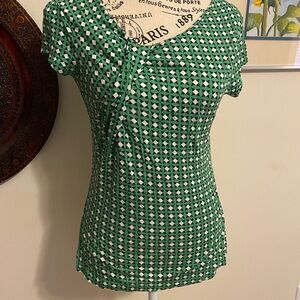 Banana Republic Green and White Geometric Blouse